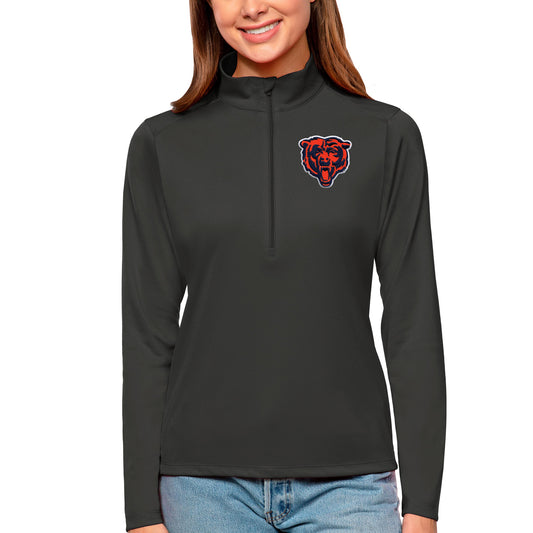 Women's Antigua Charcoal Chicago Bears Tribute Half-Zip Top