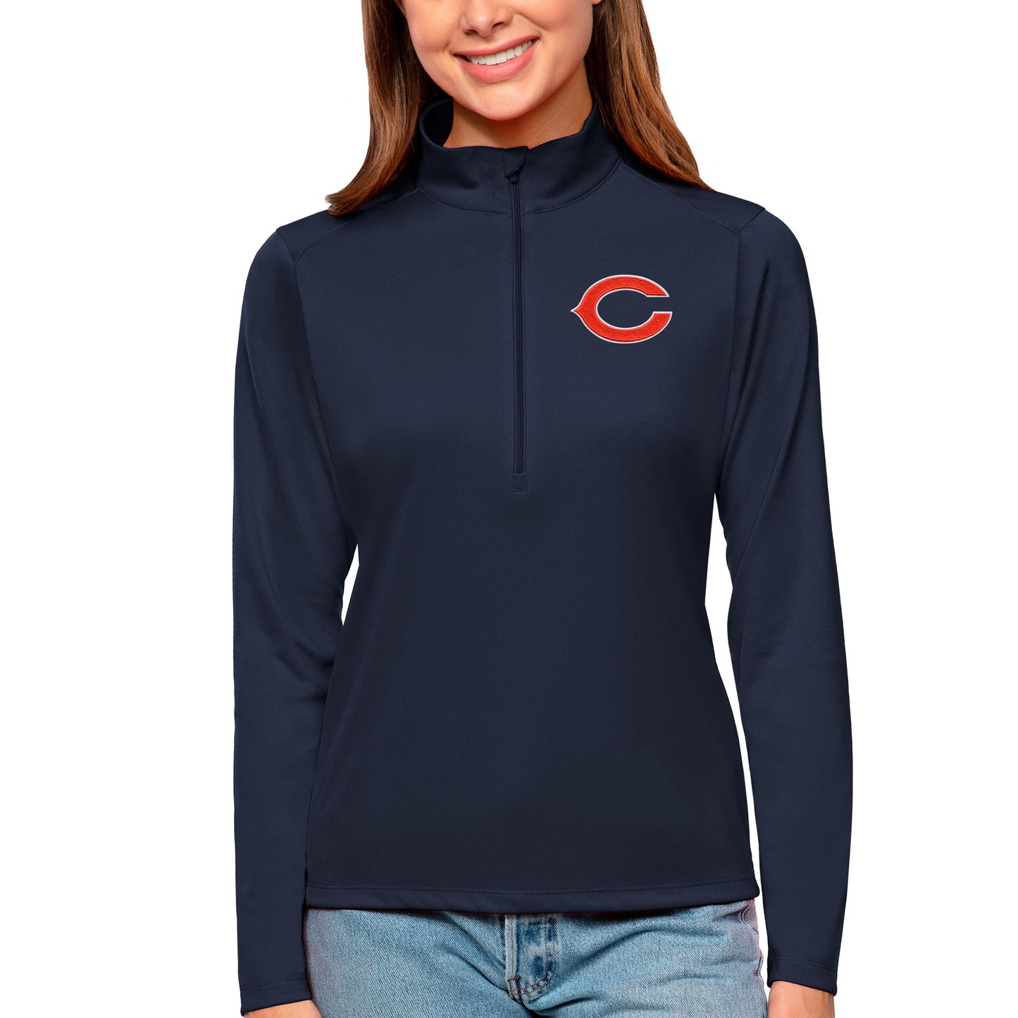 Women's Antigua Navy Chicago Bears Tribute Half-Zip Top