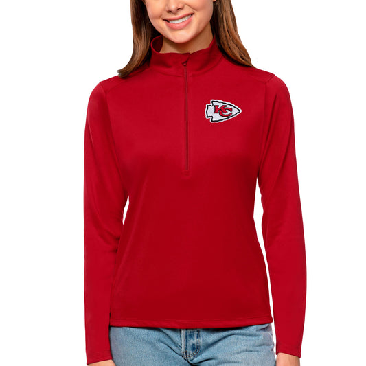 Women's Antigua Red Kansas City Chiefs Tribute Half-Zip Top