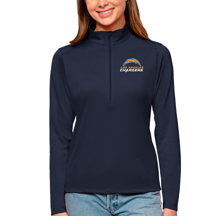 Women's Antigua Navy Los Angeles Chargers Tribute Half-Zip Top
