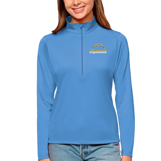 Women's Antigua Powder Blue Los Angeles Chargers Tribute Half-Zip Top