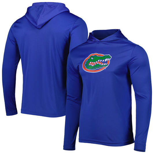 Men's Champion Royal Logo Florida Gators Logo Long Sleeve Hoodie T-Shirt