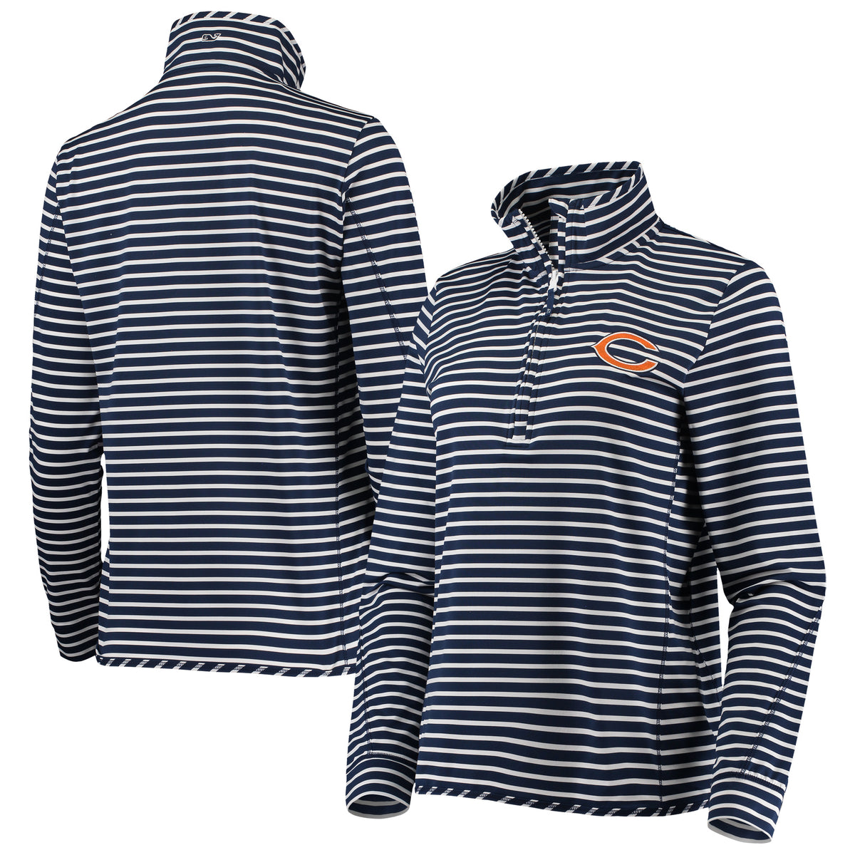 Women's Vineyard Vines Navy Chicago Bears Sankaty Shep Half-Zip Pullover Top