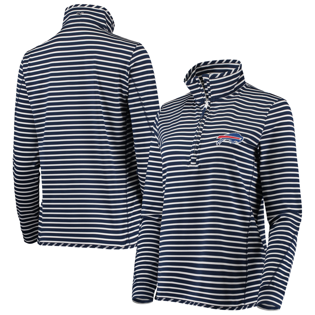 Women's Vineyard Vines Navy Buffalo Bills Sankaty Shep Half-Zip Pullover Top