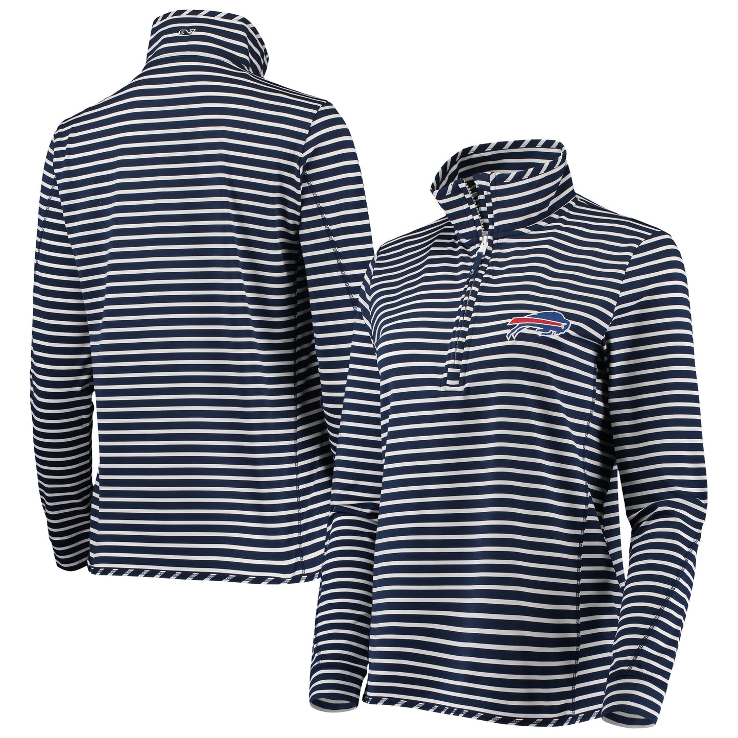 Women's Vineyard Vines Navy Buffalo Bills Sankaty Shep Half-Zip Pullover Top