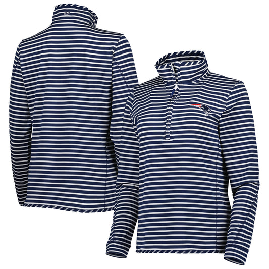 Women's Vineyard Vines Navy New England Patriots Sankaty Shep Half-Zip Pullover Top