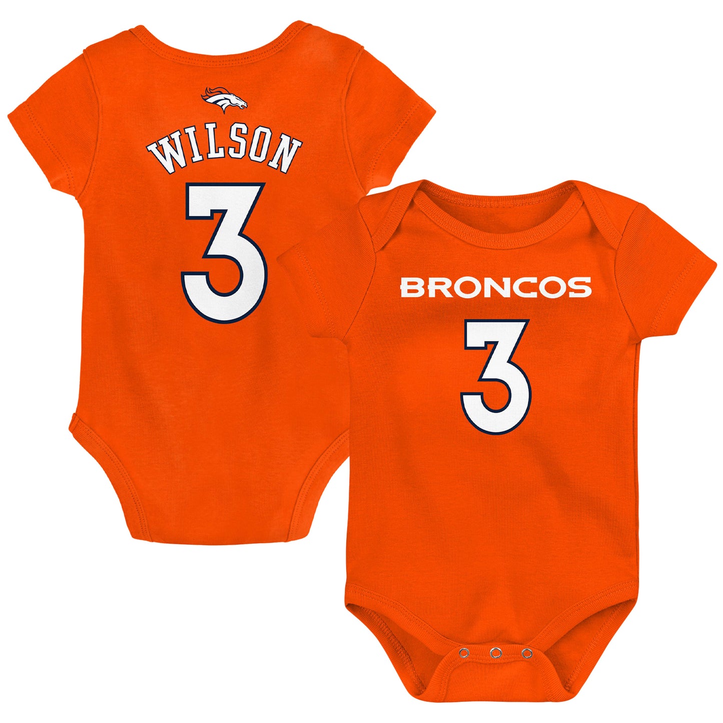 Newborn & Infant Russell Wilson Orange Denver Broncos Mainliner Player Name & Number Bodysuit