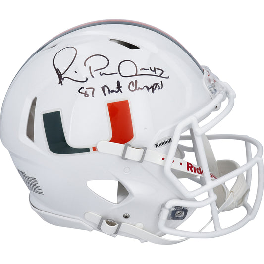 Michael Irvin Miami Hurricanes Autographed Riddell Speed Authentic Helmet with "87 Nat Champs!" Inscription