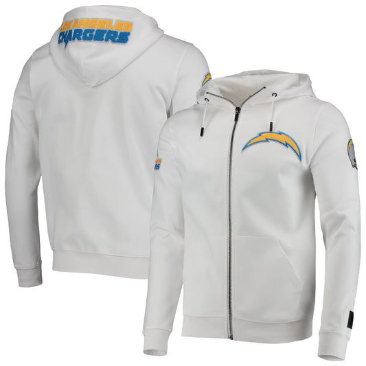 Men's Pro Standard White Los Angeles Chargers 4-Hit Full-Zip Hoodie
