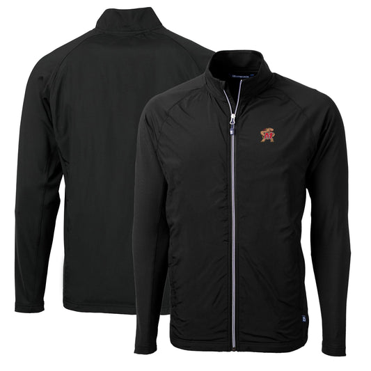 Men's Cutter & Buck Black Maryland Terrapins Big & Tall Adapt Eco Knit Hybrid Recycled Full-Zip Jacket