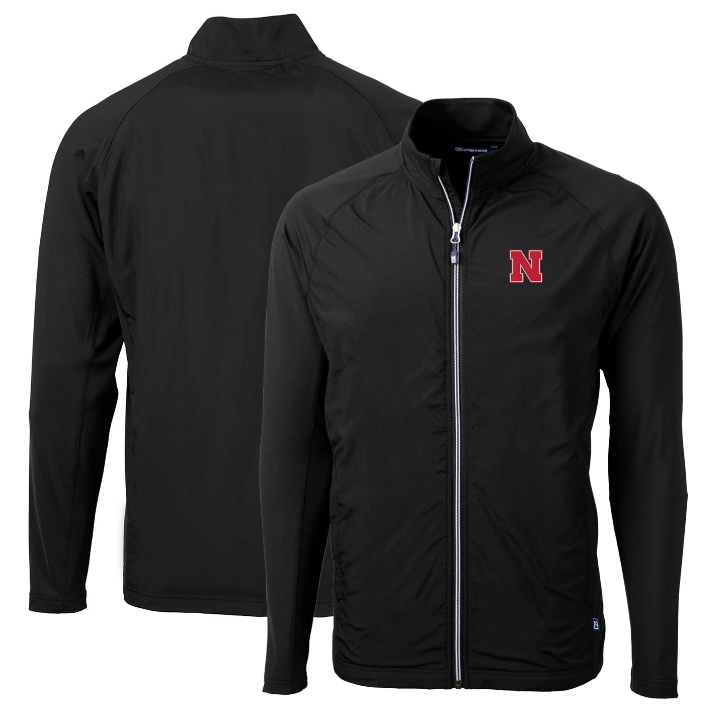 Men's Cutter & Buck Black Nebraska Huskers Big & Tall Adapt Eco Knit Hybrid Recycled Full-Zip Jacket