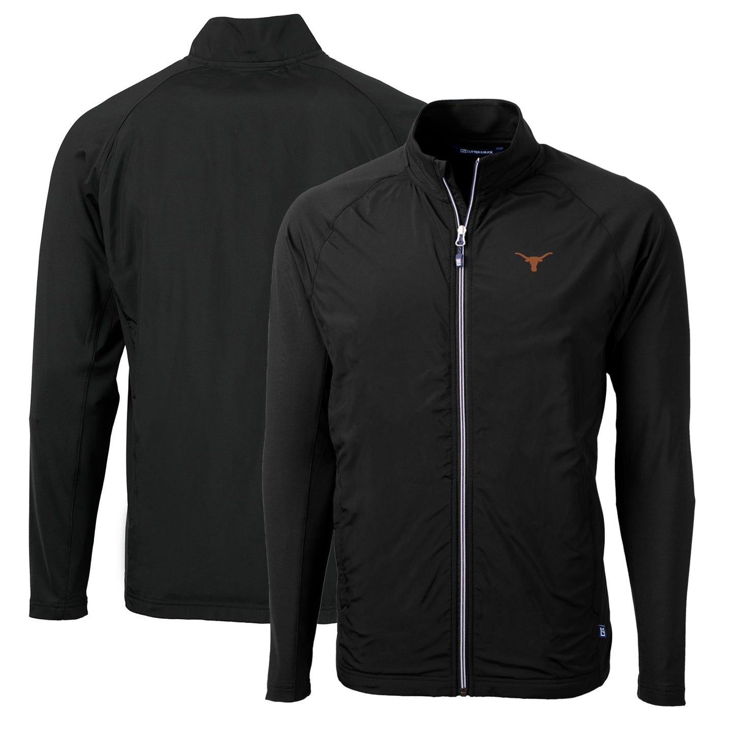 Men's Cutter & Buck Black Texas Longhorns Big & Tall Adapt Eco Knit Hybrid Recycled Full-Zip Jacket