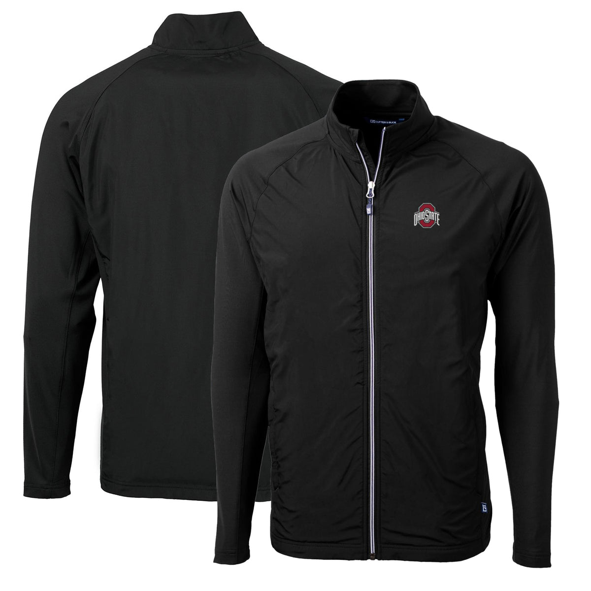 Men's Cutter & Buck Black Ohio State Buckeyes Big & Tall Adapt Eco Knit Hybrid Recycled Full-Zip Jacket