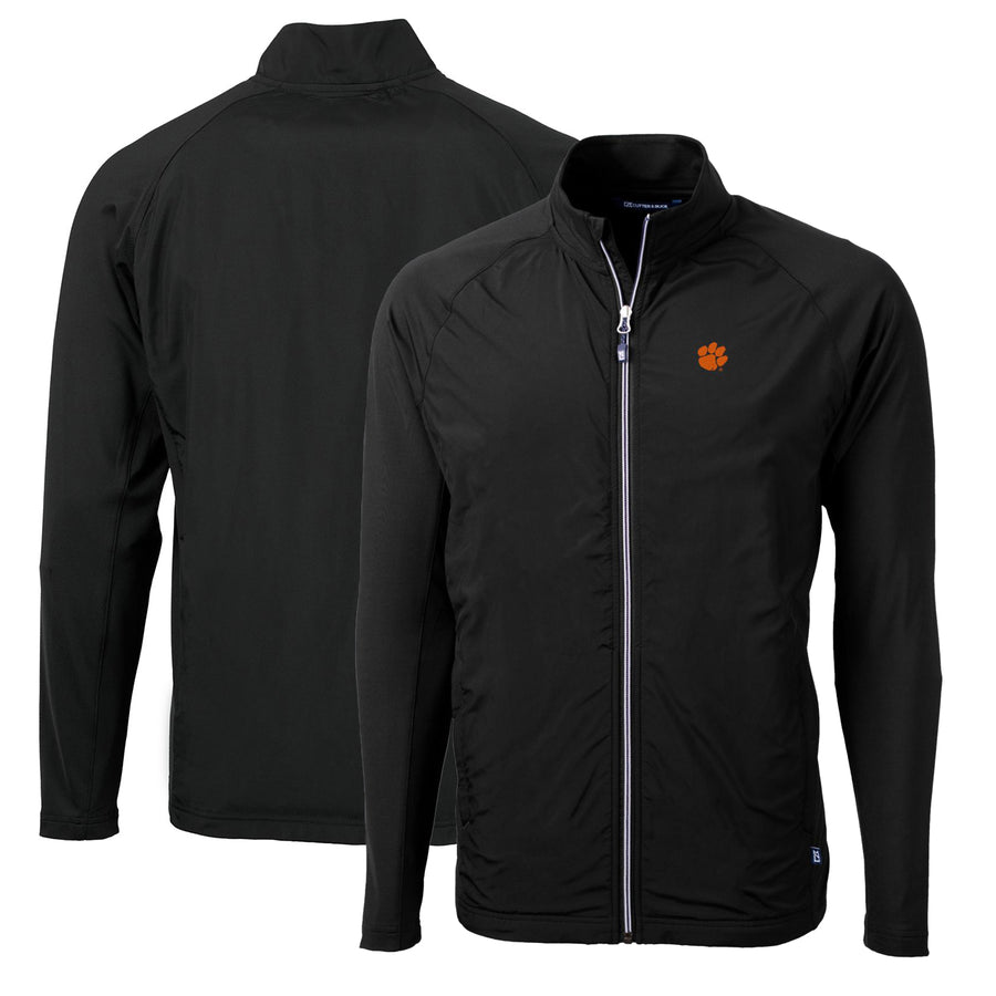 Men's Cutter & Buck Black Clemson Tigers Big & Tall Adapt Eco Knit Hybrid Recycled Full-Zip Jacket