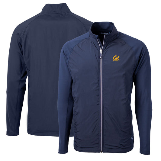 Men's Cutter & Buck Navy Cal Bears Big & Tall Adapt Eco Knit Hybrid Recycled Full-Zip Jacket