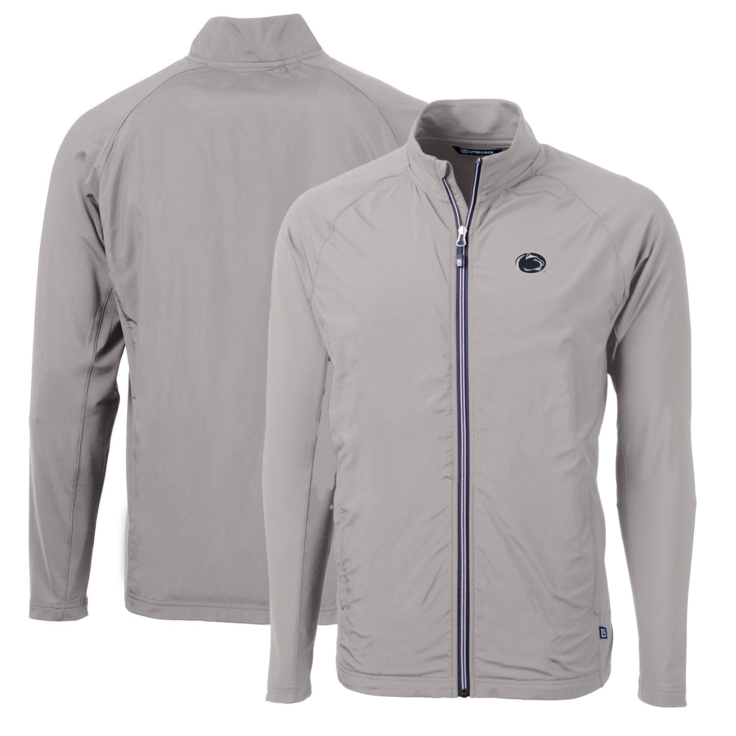 Men's Cutter & Buck Gray Penn State Nittany Lions Big & Tall Adapt Eco Knit Hybrid Recycled Full-Zip Jacket