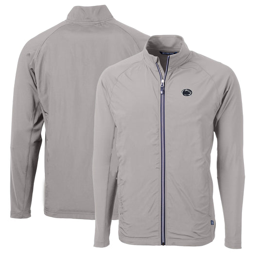 Men's Cutter & Buck Gray Penn State Nittany Lions Big & Tall Adapt Eco Knit Hybrid Recycled Full-Zip Jacket