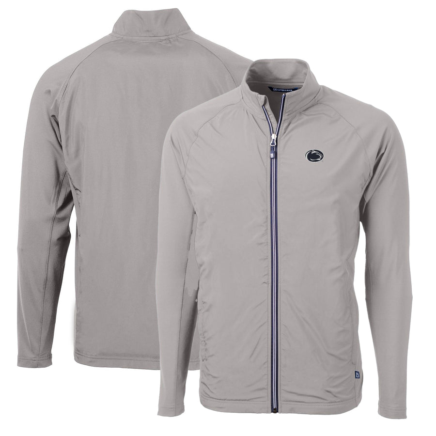 Men's Cutter & Buck Gray Penn State Nittany Lions Big & Tall Adapt Eco Knit Hybrid Recycled Full-Zip Jacket