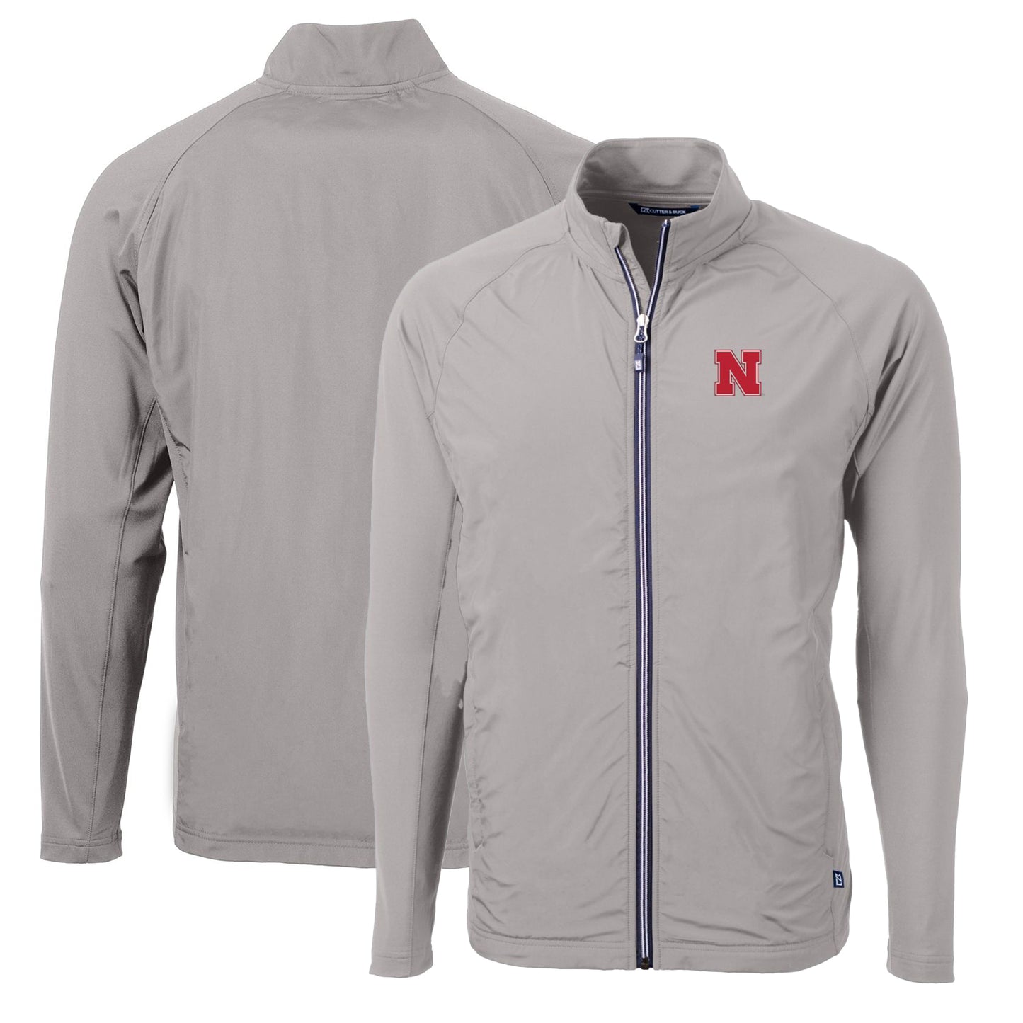 Men's Cutter & Buck Gray Nebraska Huskers Big & Tall Adapt Eco Knit Hybrid Recycled Full-Zip Jacket