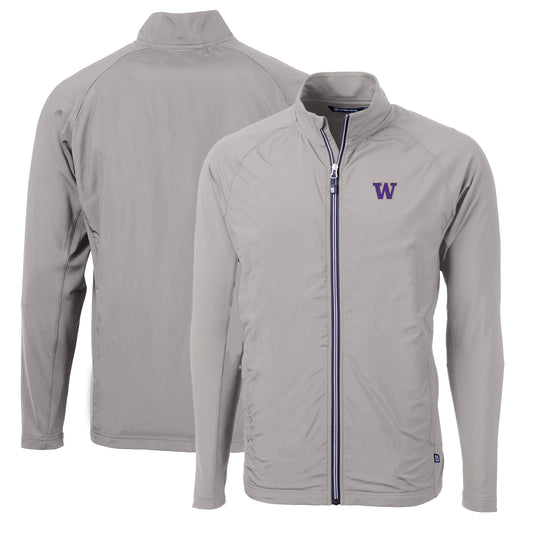 Men's Cutter & Buck Gray Washington Huskies Big & Tall Adapt Eco Knit Hybrid Recycled Full-Zip Jacket