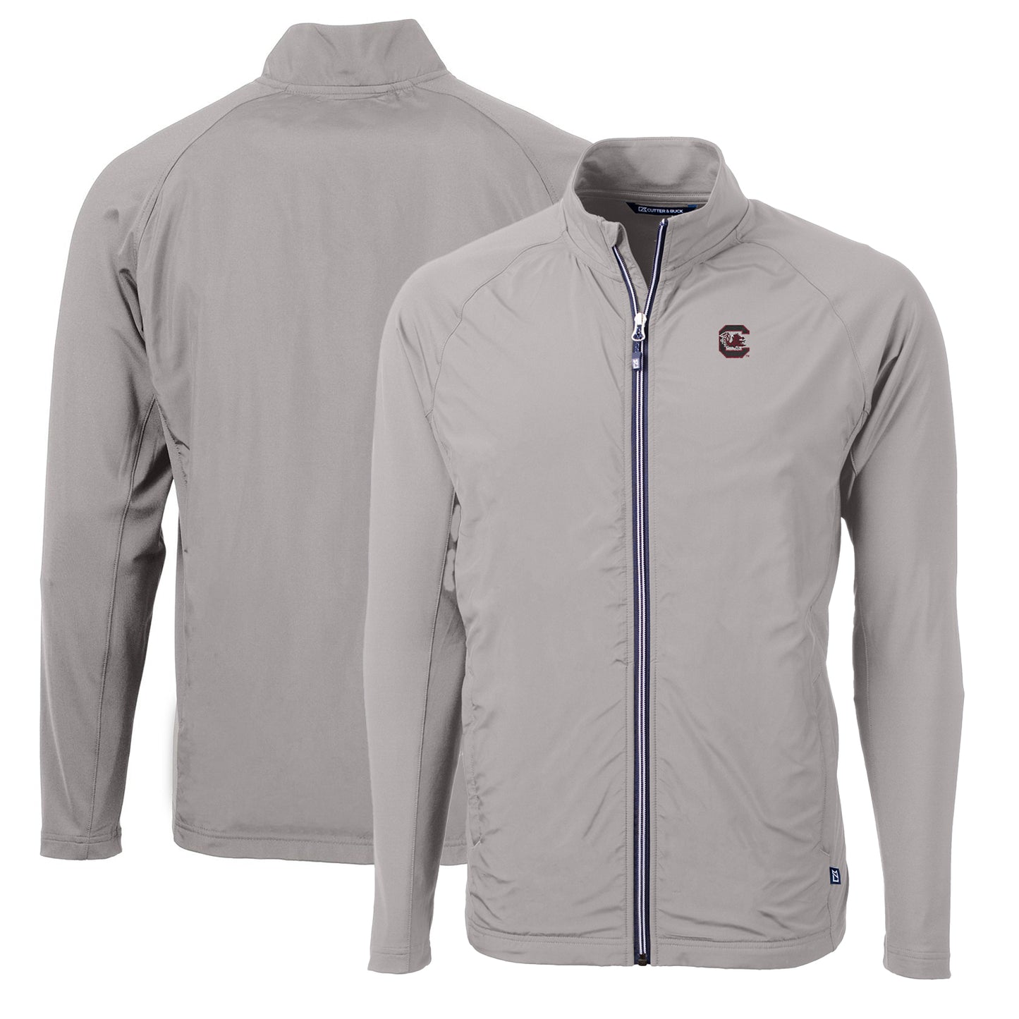 Men's Cutter & Buck Gray South Carolina Gamecocks Big & Tall Adapt Eco Knit Hybrid Recycled Full-Zip Jacket