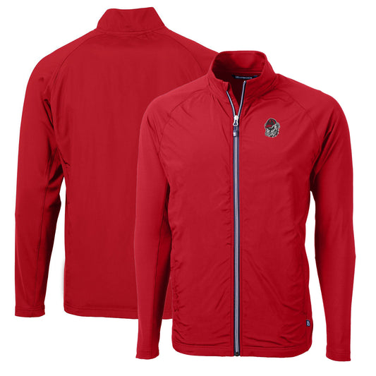 Men's Cutter & Buck Red Georgia Bulldogs Big & Tall Adapt Eco Knit Hybrid Recycled Full-Zip Jacket