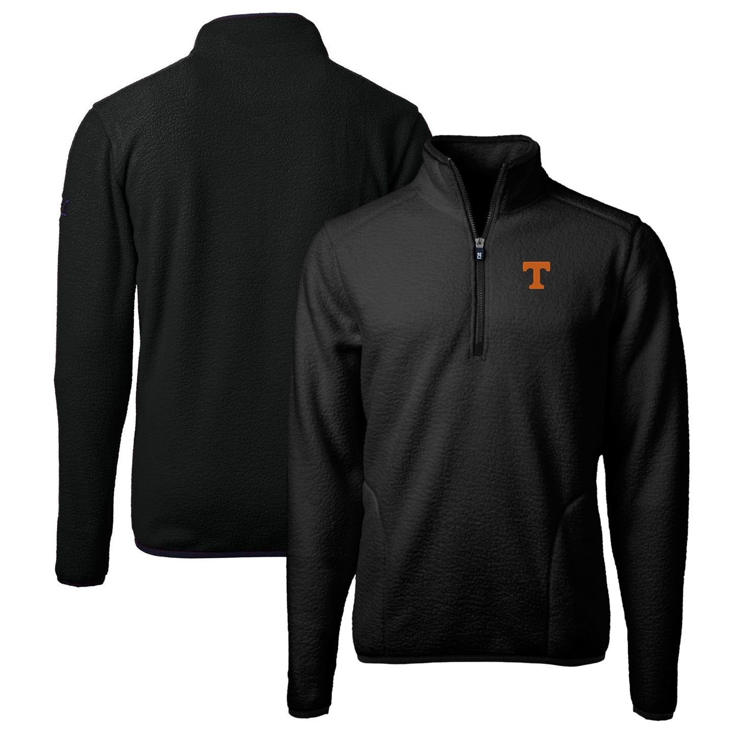 Men's Cutter & Buck Black Tennessee Volunteers Big & Tall Cascade Eco Sherpa Fleece Quarter-Zip Jacket