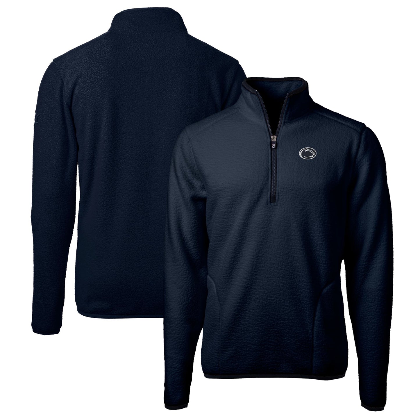 Men's Cutter & Buck Navy Penn State Nittany Lions Big & Tall Cascade Eco Sherpa Fleece Quarter-Zip Jacket