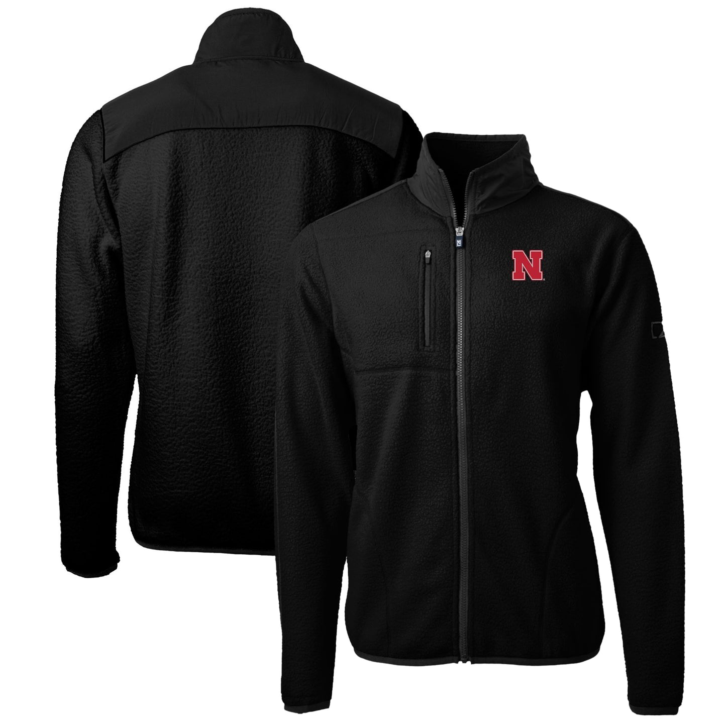 Men's Cutter & Buck Black Nebraska Huskers Big & Tall Cascade Eco Sherpa Fleece Full-Zip Jacket