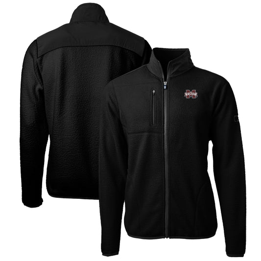 Men's Cutter & Buck Black Mississippi State Bulldogs Big & Tall Cascade Eco Sherpa Fleece Full-Zip Jacket
