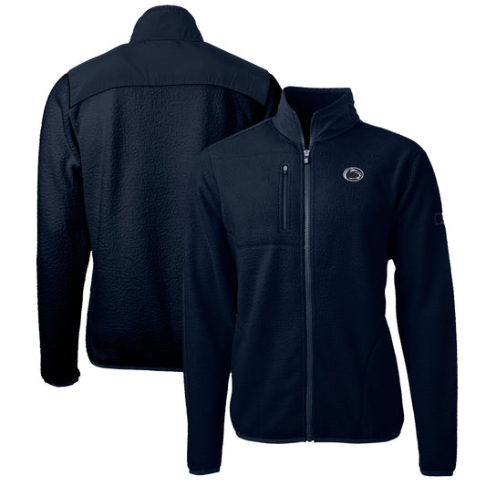 Men's Cutter & Buck Navy Penn State Nittany Lions Big & Tall Cascade Eco Sherpa Fleece Full-Zip Jacket