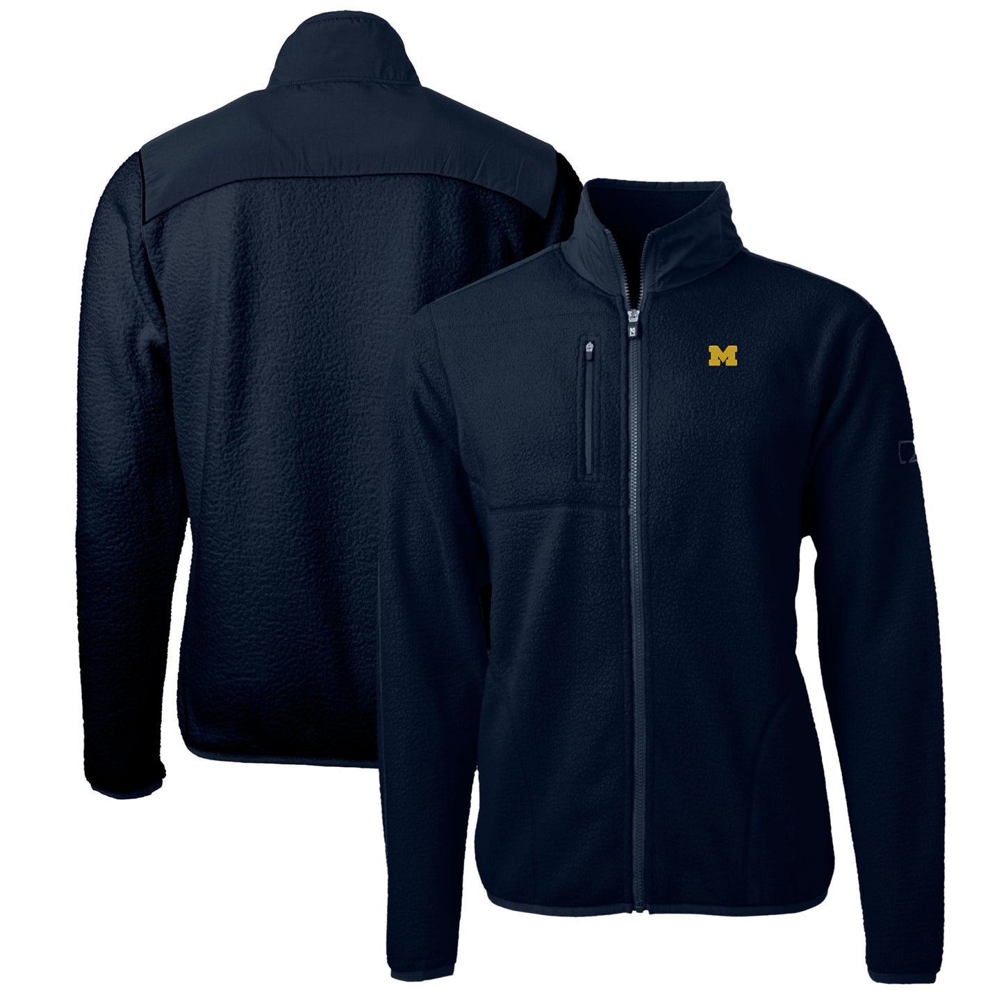 Men's Cutter & Buck Navy Michigan Wolverines Big & Tall Cascade Eco Sherpa Fleece Full-Zip Jacket