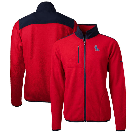 Men's Cutter & Buck Red/Navy Ole Miss Rebels Big & Tall Cascade Eco Sherpa Fleece Full-Zip Jacket