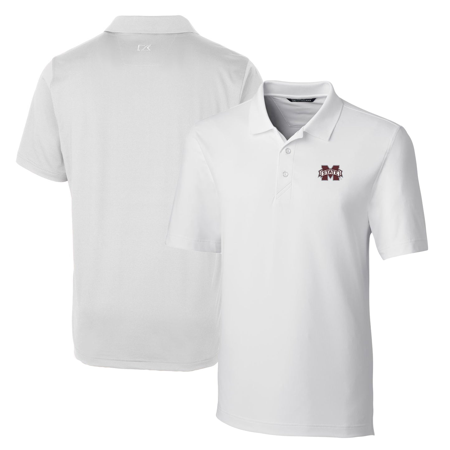 Men's Cutter & Buck White Mississippi State Bulldogs Big & Tall Forge Stretch Polo