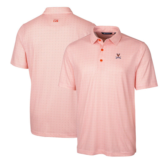 Men's Cutter & Buck Orange Virginia Cavaliers Big & Tall Pike Double Dot Print Stretch Polo