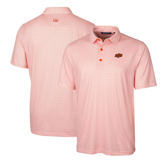 Men's Cutter & Buck Orange Oklahoma State Cowboys Big & Tall Pike Double Dot Print Stretch Polo