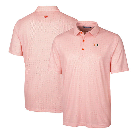 Men's Cutter & Buck Orange Miami Hurricanes Big & Tall Pike Double Dot Print Stretch Polo