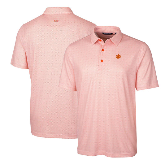 Men's Cutter & Buck Orange Clemson Tigers Big & Tall Pike Double Dot Print Stretch Polo