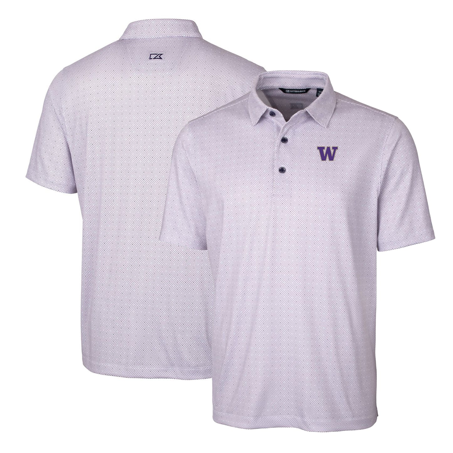 Men's Cutter & Buck Purple Washington Huskies Big & Tall Pike Double Dot Print Stretch Polo