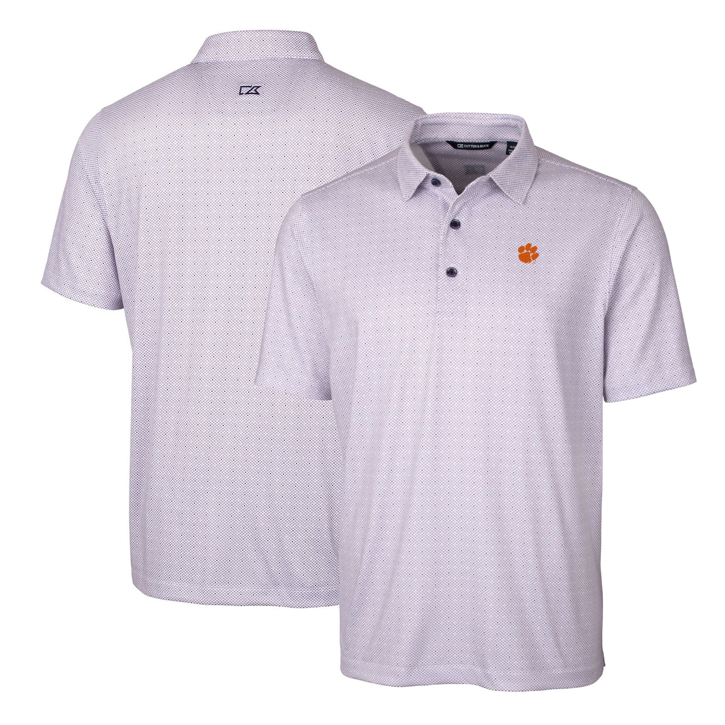 Men's Cutter & Buck Purple Clemson Tigers Big & Tall Pike Double Dot Print Stretch Polo