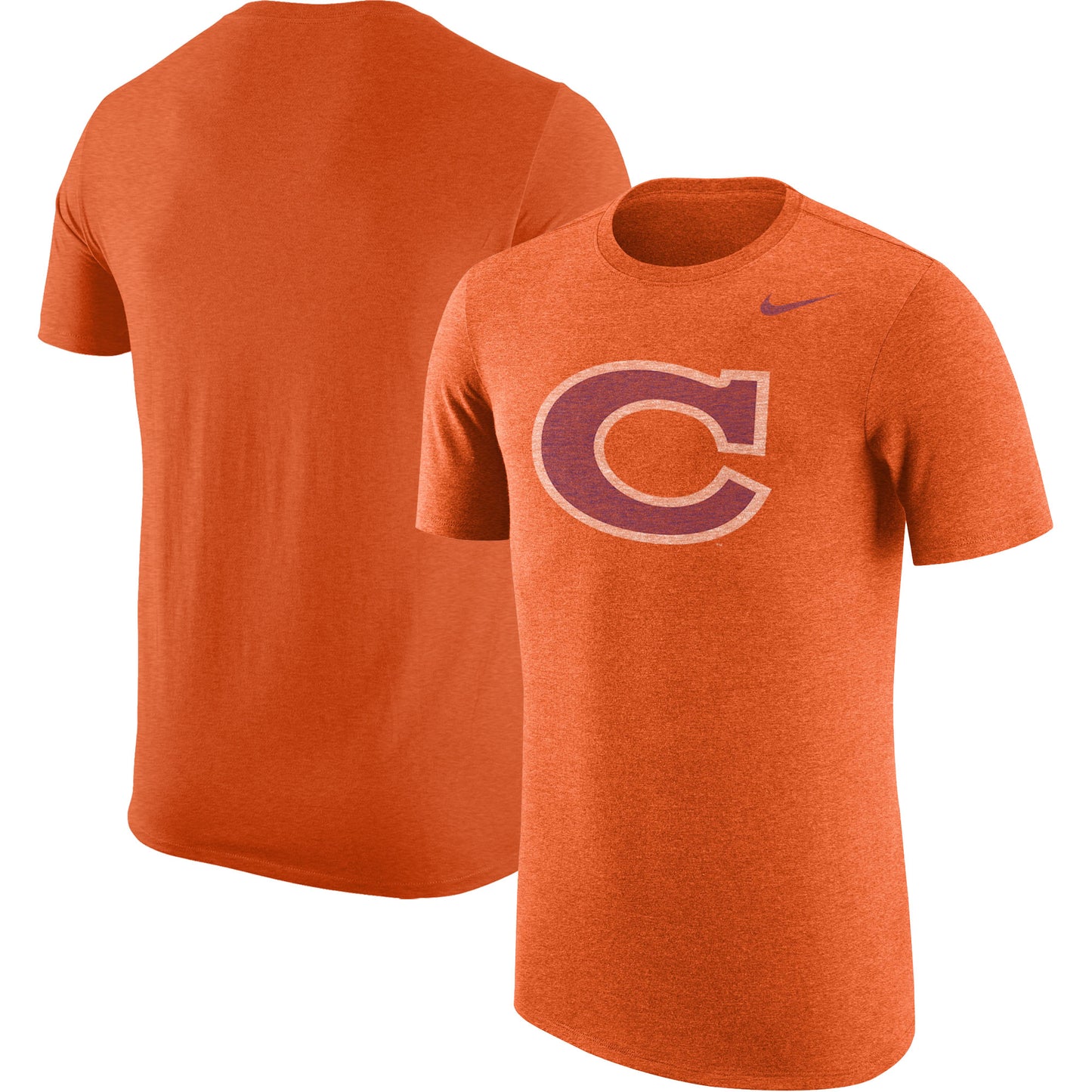 Men's Nike Heather Orange Clemson Tigers Vintage Logo Tri-Blend T-Shirt