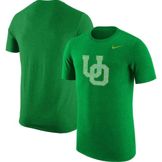 Men's Nike Heather Kelly Green Oregon Ducks Vintage Logo Tri-Blend T-Shirt