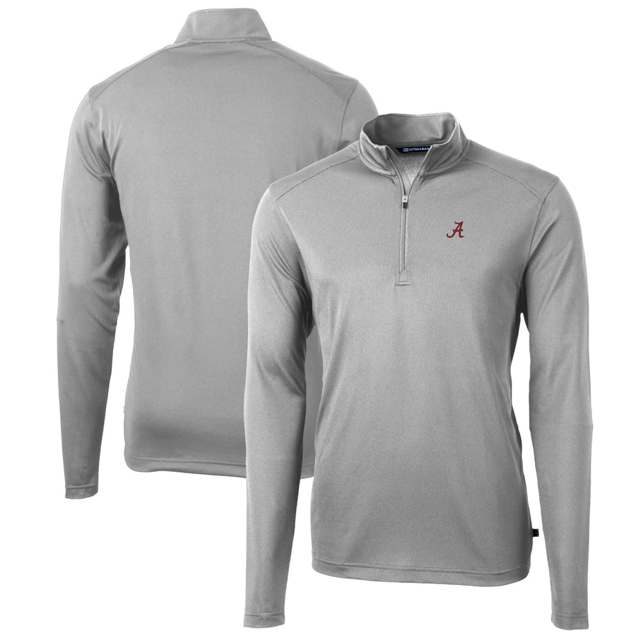 Men's Cutter & Buck Gray Alabama Crimson Tide Big & Tall Virtue Eco Pique Recycled Quarter-Zip Pullover Top