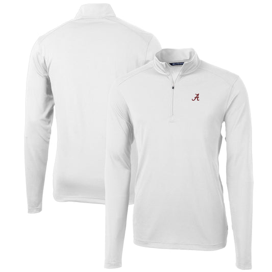 Men's Cutter & Buck White Alabama Crimson Tide Big & Tall Virtue Eco Pique Recycled Quarter-Zip Pullover Top