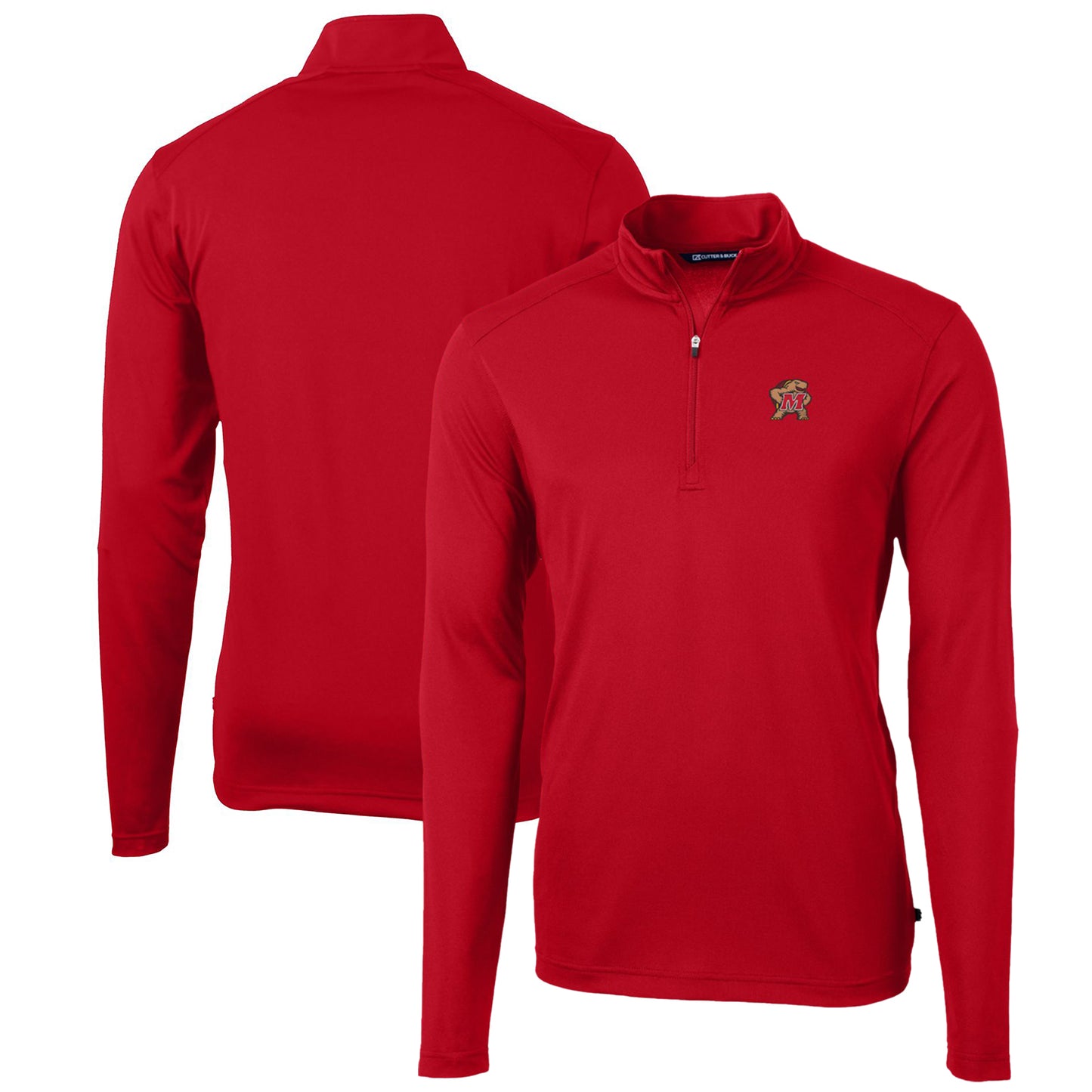 Men's Cutter & Buck Red Maryland Terrapins Big & Tall Virtue Eco Pique Recycled Quarter-Zip Pullover Top