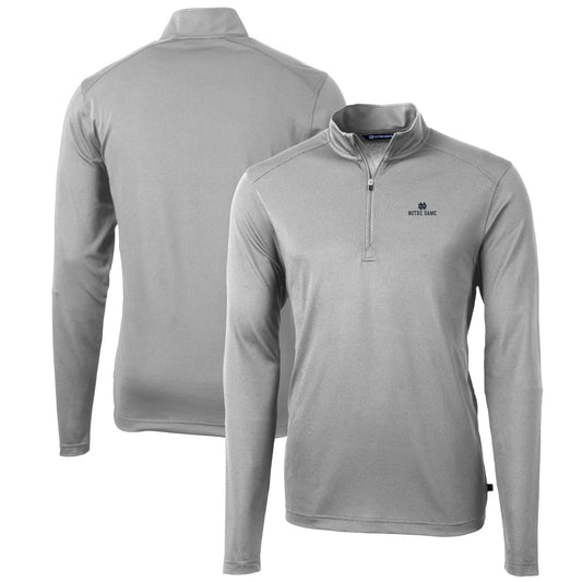 Men's Cutter & Buck Gray Notre Dame Fighting Irish Big & Tall Virtue Eco Pique Recycled Quarter-Zip Pullover Top