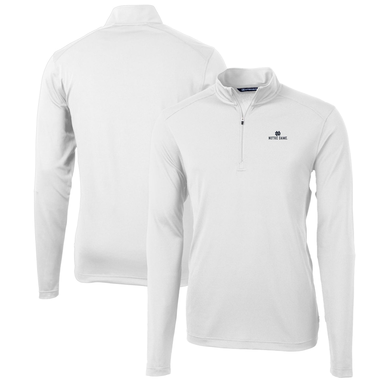 Men's Cutter & Buck White Notre Dame Fighting Irish Big & Tall Virtue Eco Pique Recycled Quarter-Zip Pullover Top