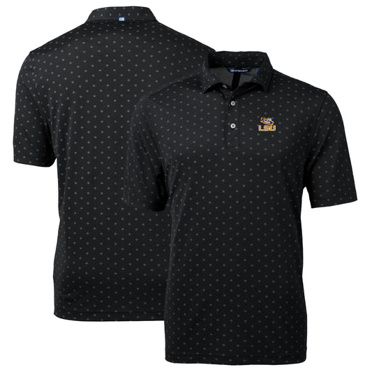 Men's Cutter & Buck Black LSU Tigers Big & Tall Virtue Eco Pique Tile Print Recycled Polo