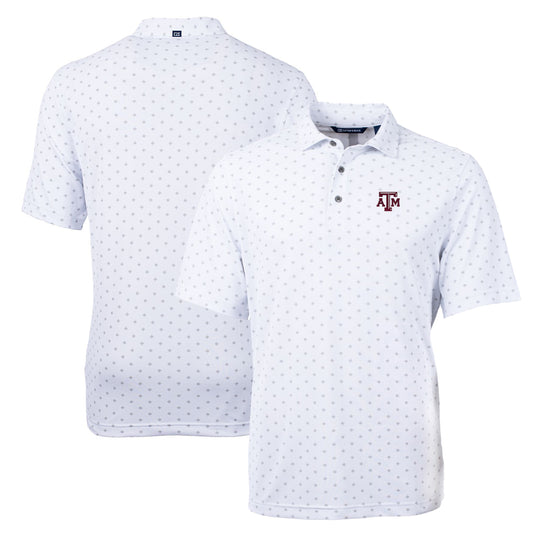 Men's Cutter & Buck White Texas A&M Aggies Big & Tall Virtue Eco Pique Tile Print Recycled Polo