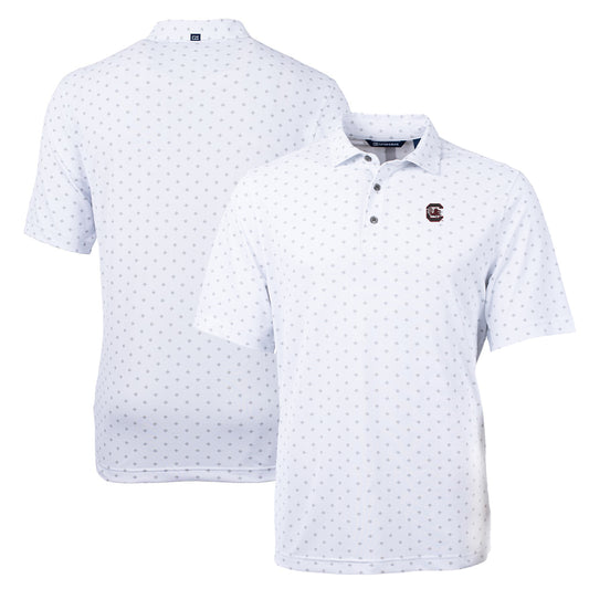 Men's Cutter & Buck White South Carolina Gamecocks Big & Tall Virtue Eco Pique Tile Print Recycled Polo